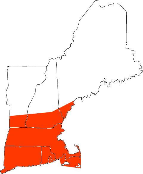 Map of Alpha Scale Company service areas which includes all of Rhode island, Massachusetts, Connecticut, and portions of Vermont, New Hampshire, and Maine