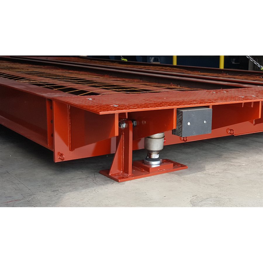 closeup of truck scale legs showing how it's connected